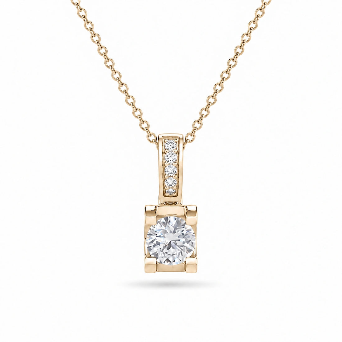 Pavé Bail Round Lab Diamond Pendant 0.60ctw in 14K Yellow Gold