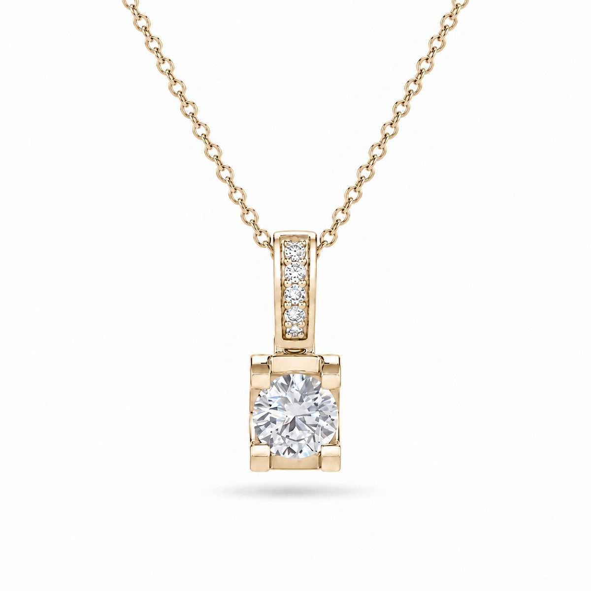 Pavé Bail Round Lab Diamond Pendant — 0.60ctw