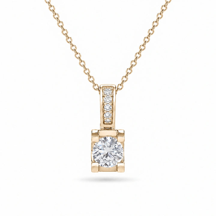 Pavé Bail Round Lab Diamond Pendant 0.60ctw in 14K Yellow Gold, product visualization