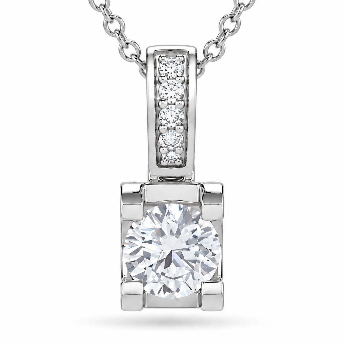 Pavé Bail Round Lab Diamond Pendant 0.60ctw close-up detail