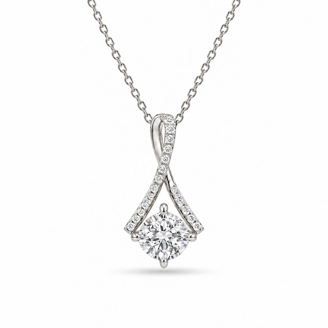 Infinity Bail Round Lab Diamond Pendant in Platinum 950, product visualization