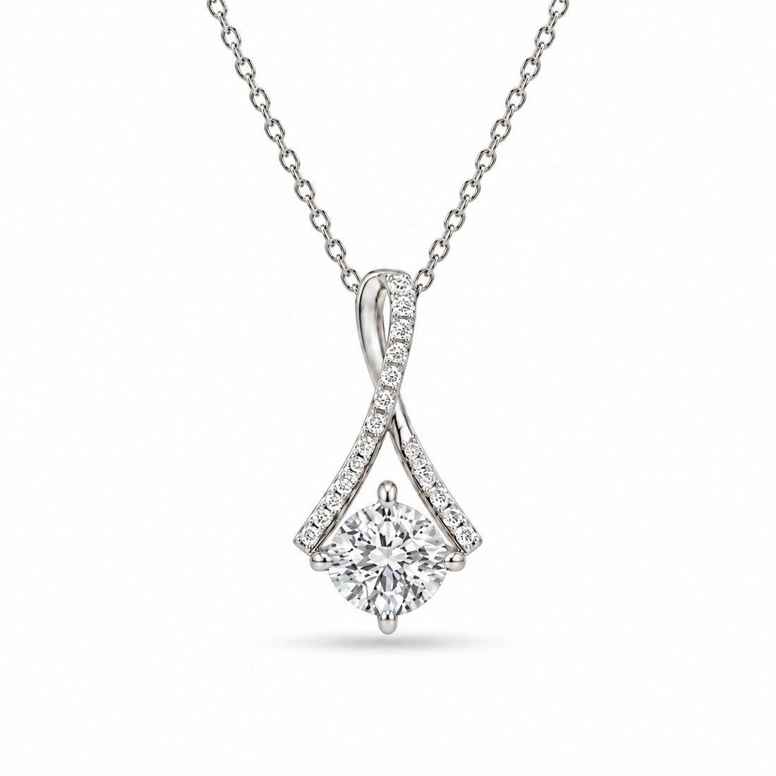 Infinity Bail Round Lab Diamond Pendant in Platinum 950