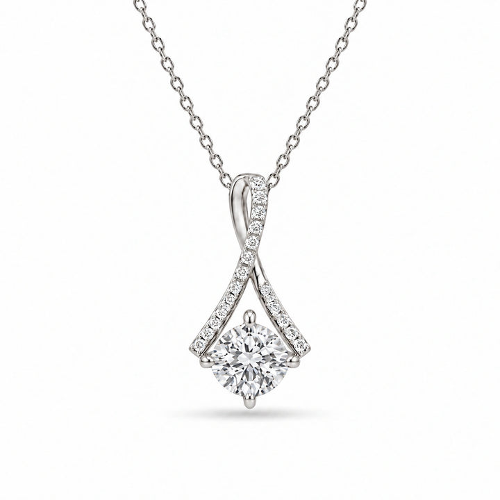 Infinity Bail Round Lab Diamond Pendant in Platinum 950, product visualization