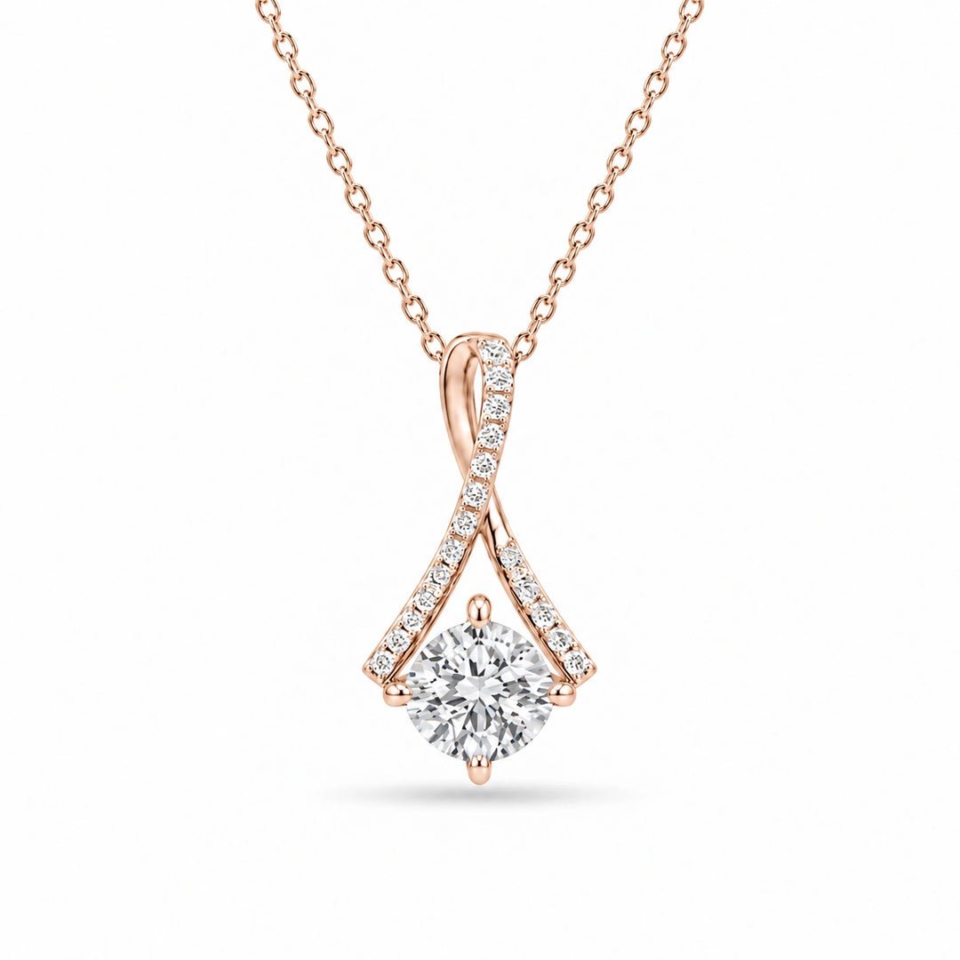 Infinity Bail Round Lab Diamond Pendant in 14K Rose Gold, product visualization