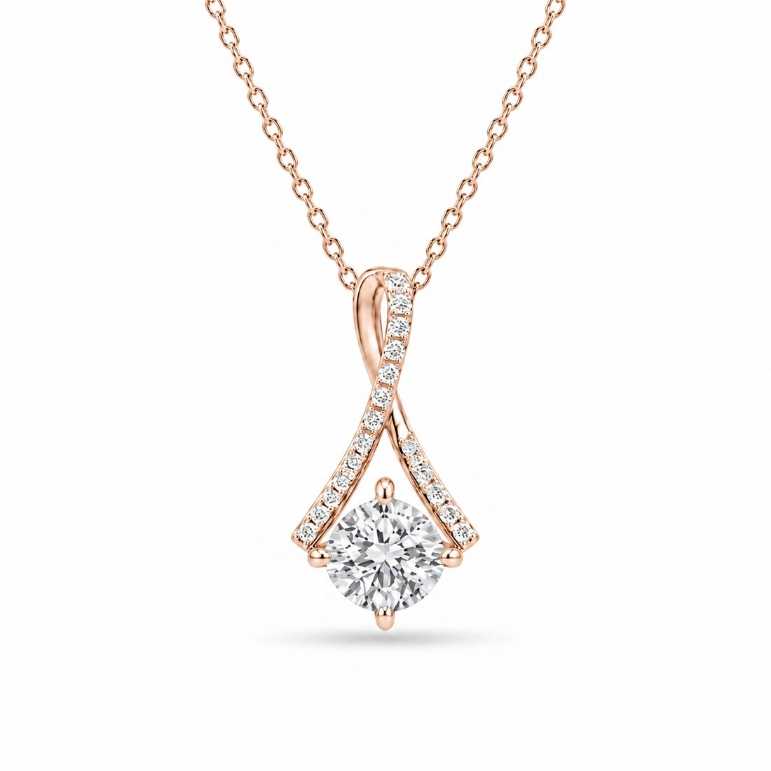 Infinity Bail Round Lab Diamond Pendant in 14K Rose Gold