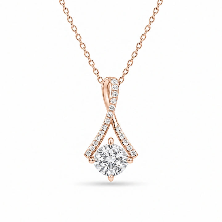 Infinity Bail Round Lab Diamond Pendant in 14K Rose Gold, product visualization