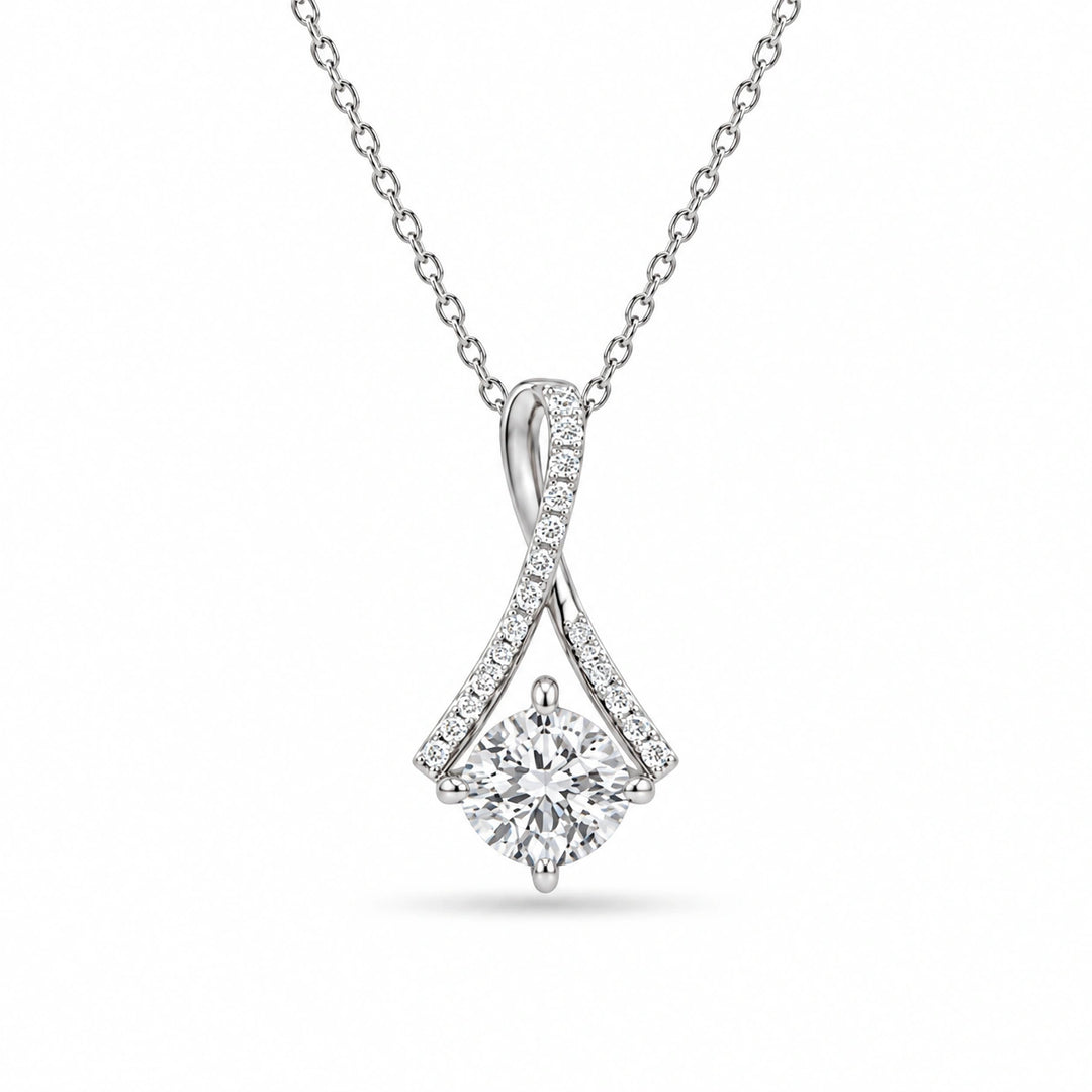 Infinity Bail Round Lab Diamond Pendant in 14K White Gold, product visualization