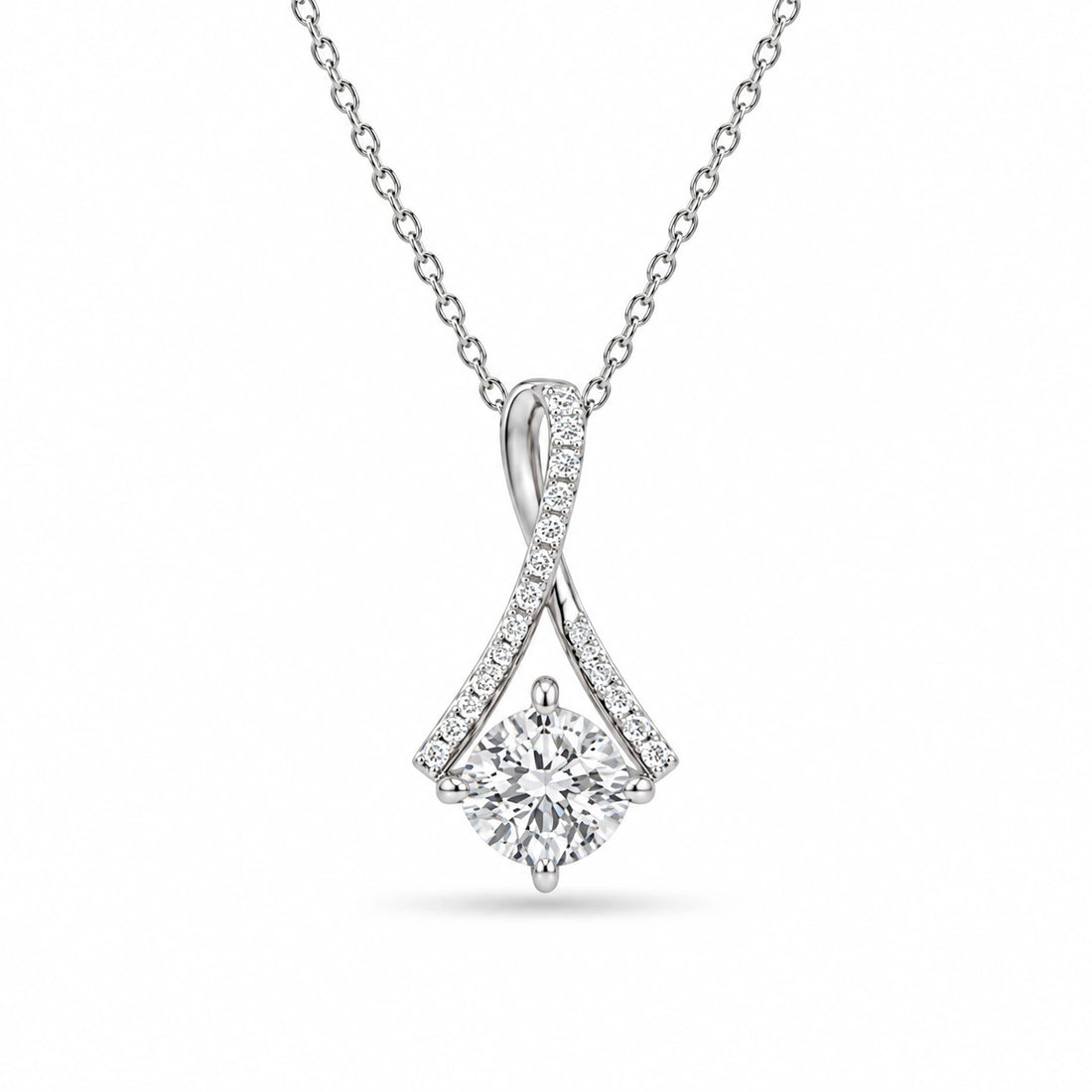 Infinity Bail Round Lab Diamond Pendant in 14K White Gold