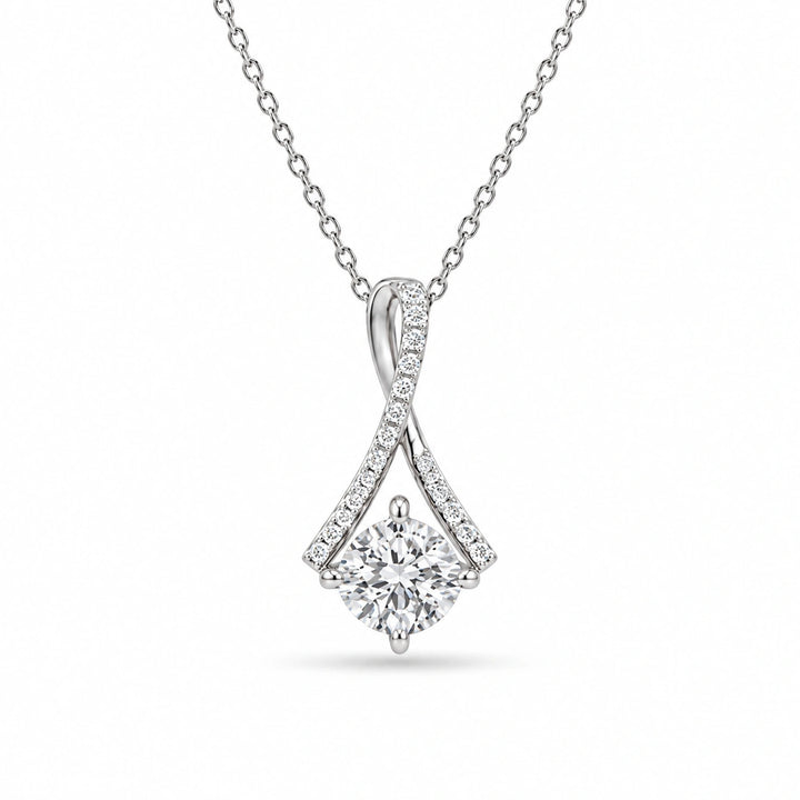 Infinity Bail Round Lab Diamond Pendant in 14K White Gold, product visualization