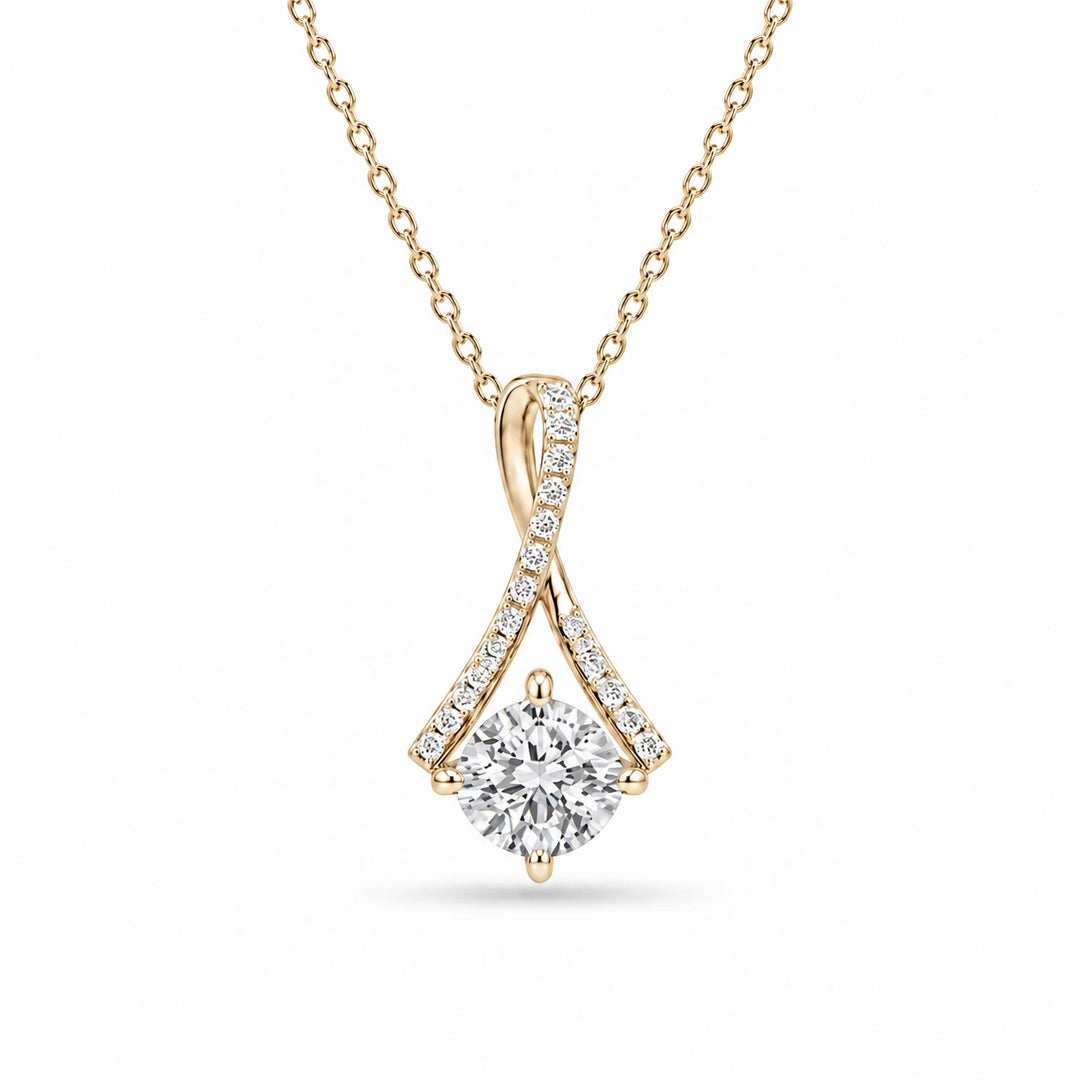 Infinity Bail Round Lab Diamond Pendant in 14K Yellow Gold, product visualization