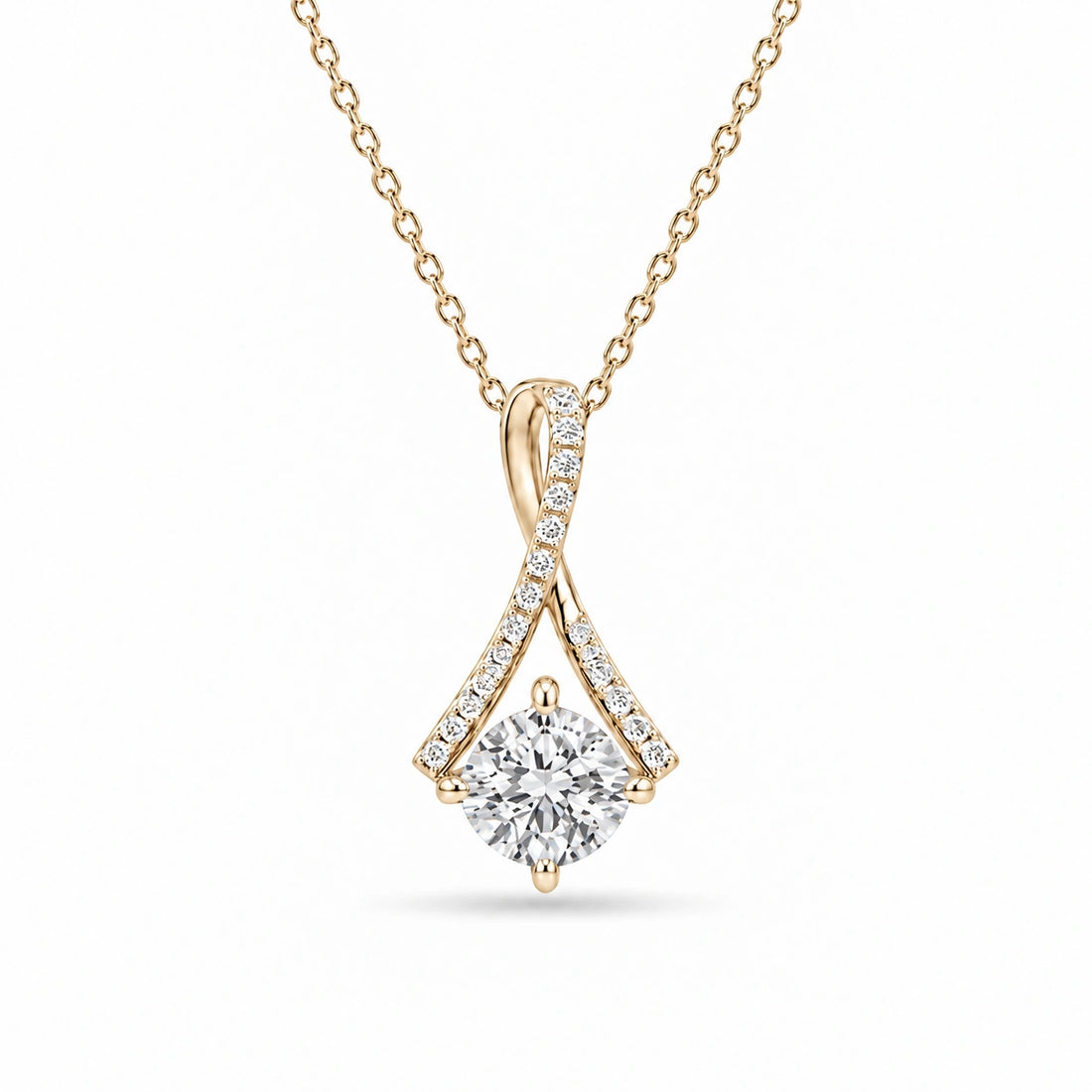 Infinity Bail Round Lab Diamond Pendant in 14K Yellow Gold