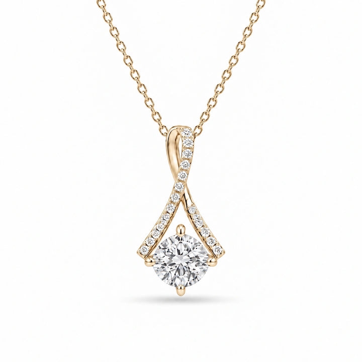 Infinity Bail Round Lab Diamond Pendant in 14K Yellow Gold, product visualization