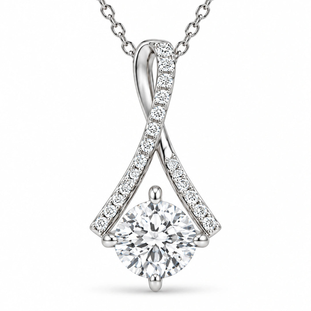Infinity Bail Round Lab Diamond Pendant close-up detail, product visualization