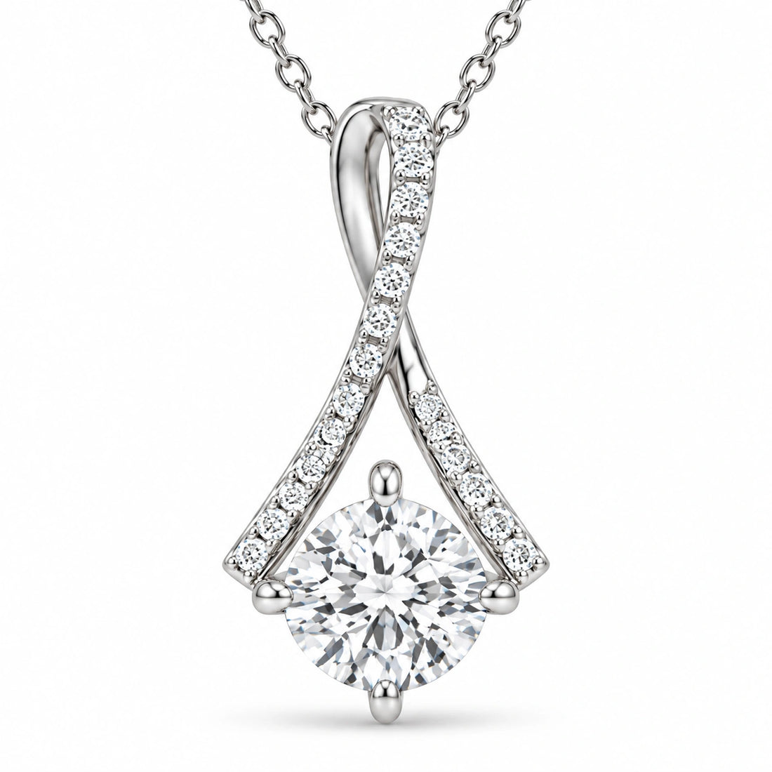 Infinity Bail Round Lab Diamond Pendant close-up detail