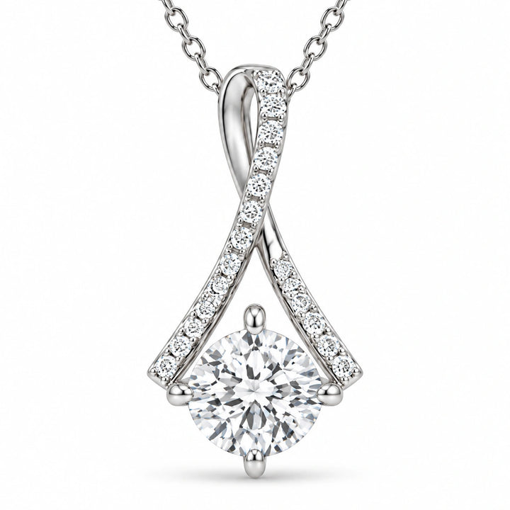 Infinity Bail Round Lab Diamond Pendant close-up detail, product visualization