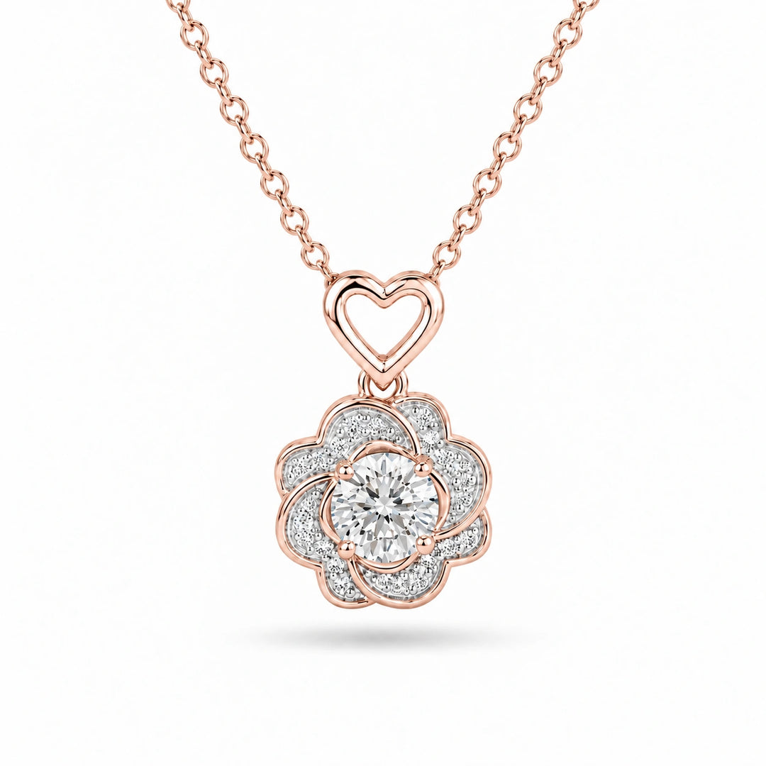 Rose Lab Diamond Pendant in 14K Rose Gold, product visualization