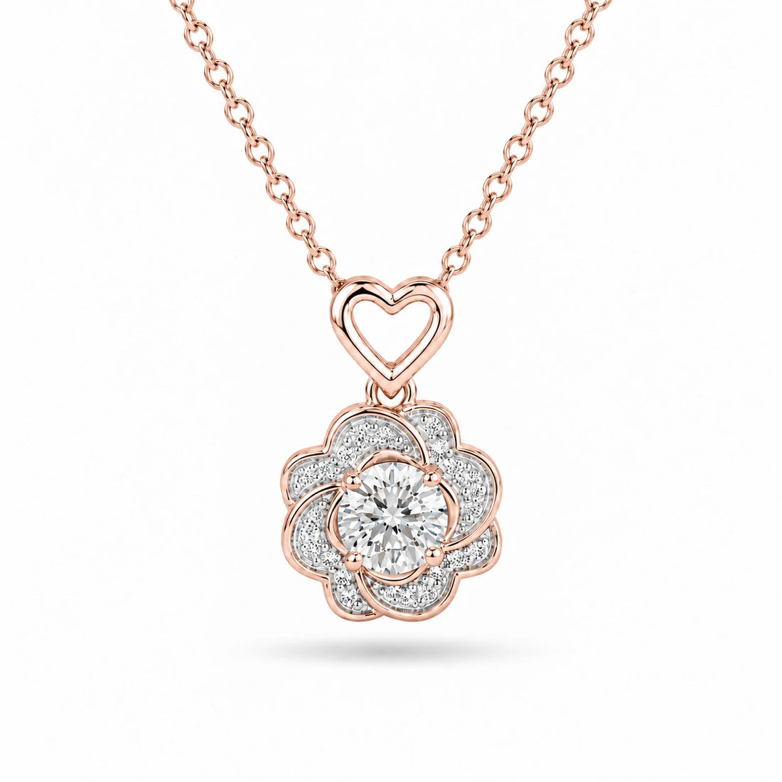 Rose Lab Diamond Pendant in 14K Rose Gold