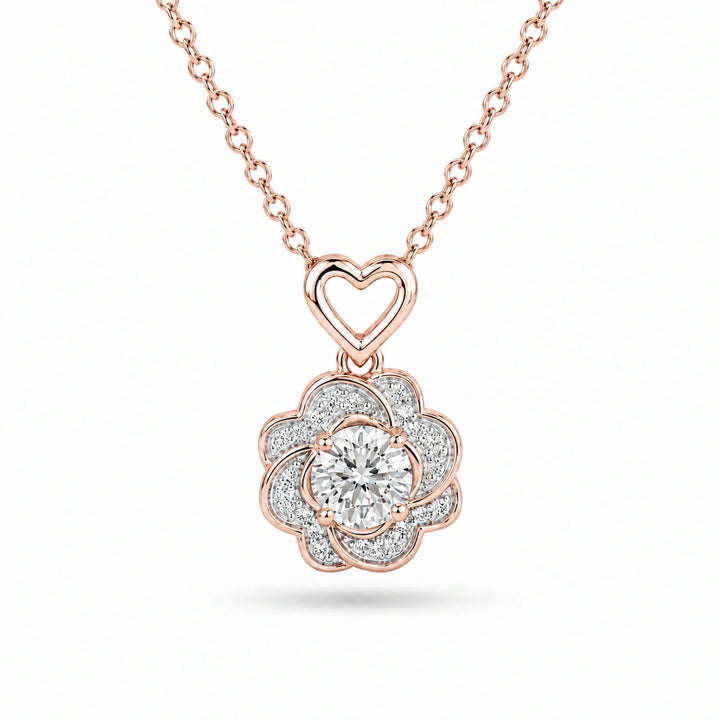 Rose Lab Diamond Pendant in 14K Rose Gold, product visualization