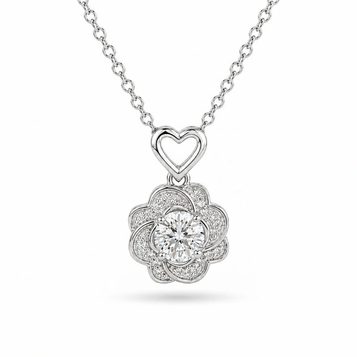 Rose Lab Diamond Pendant in 14K White Gold, product visualization