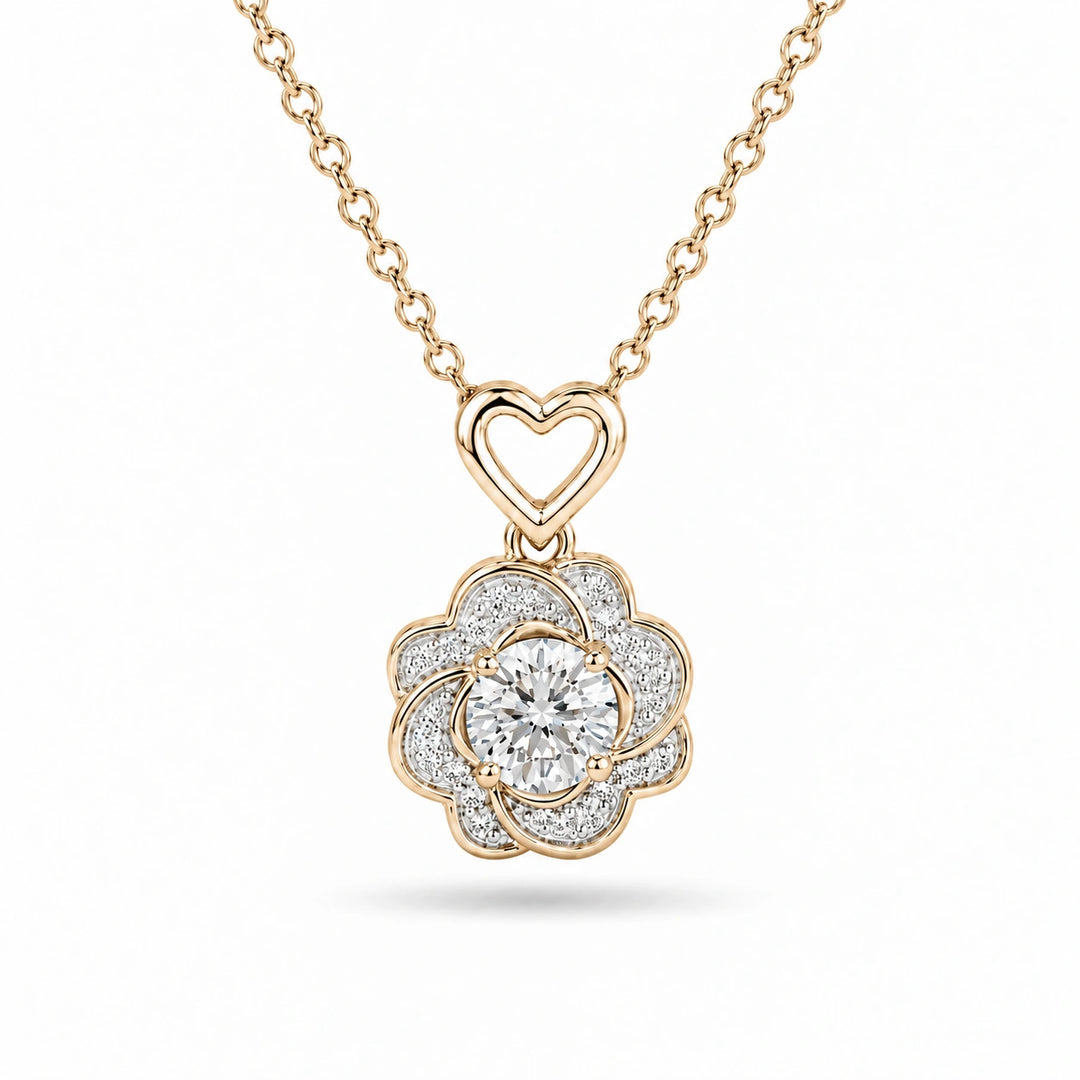 Rose Lab Diamond Pendant in 14K Yellow Gold, product visualization