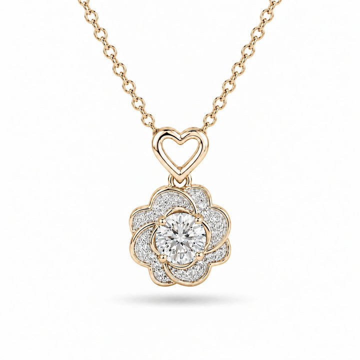 Rose Lab Diamond Pendant in 14K Yellow Gold, product visualization