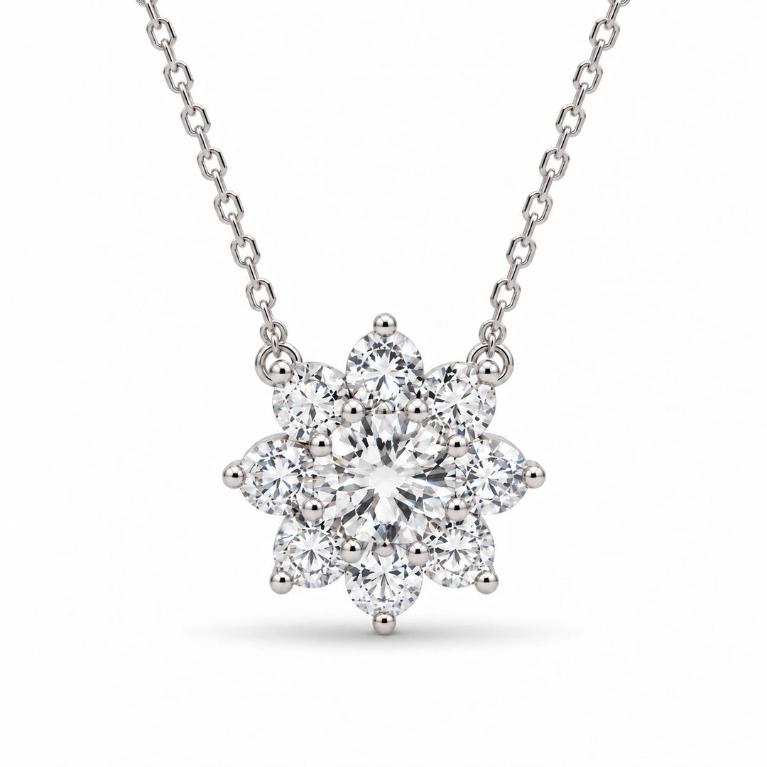 Grand Sunburst Lab Diamond Pendant in Platinum 950, product visualization
