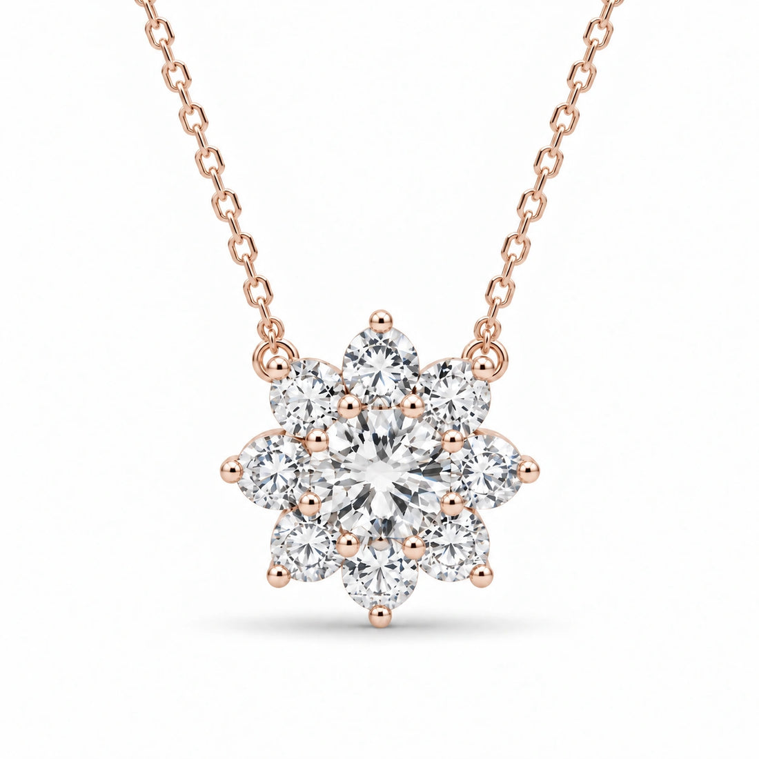Grand Sunburst Lab Diamond Pendant in 14K Rose Gold