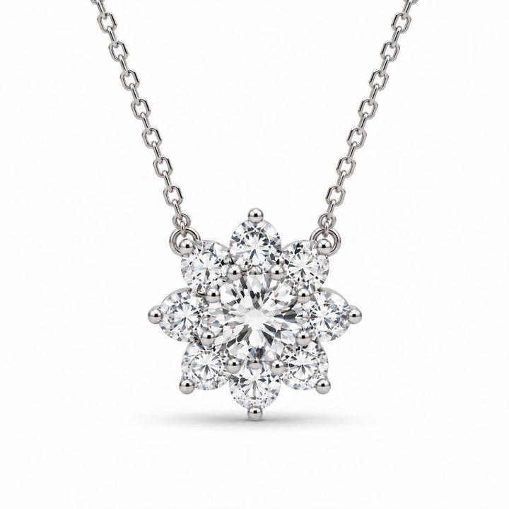 Grand Sunburst Lab Diamond Pendant in 14K White Gold, product visualization