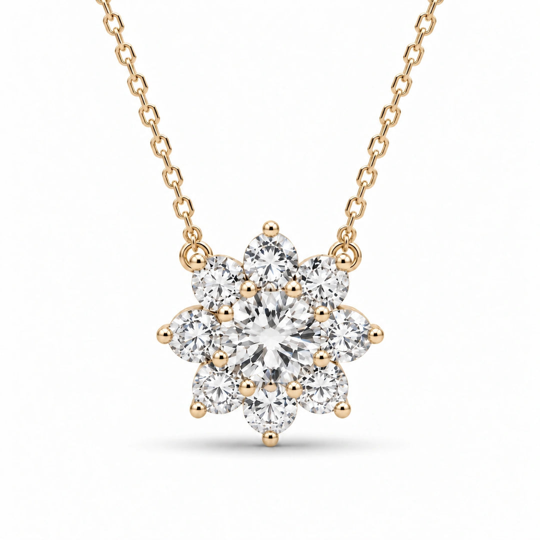 Grand Sunburst Lab Diamond Pendant in 14K Yellow Gold, product visualization