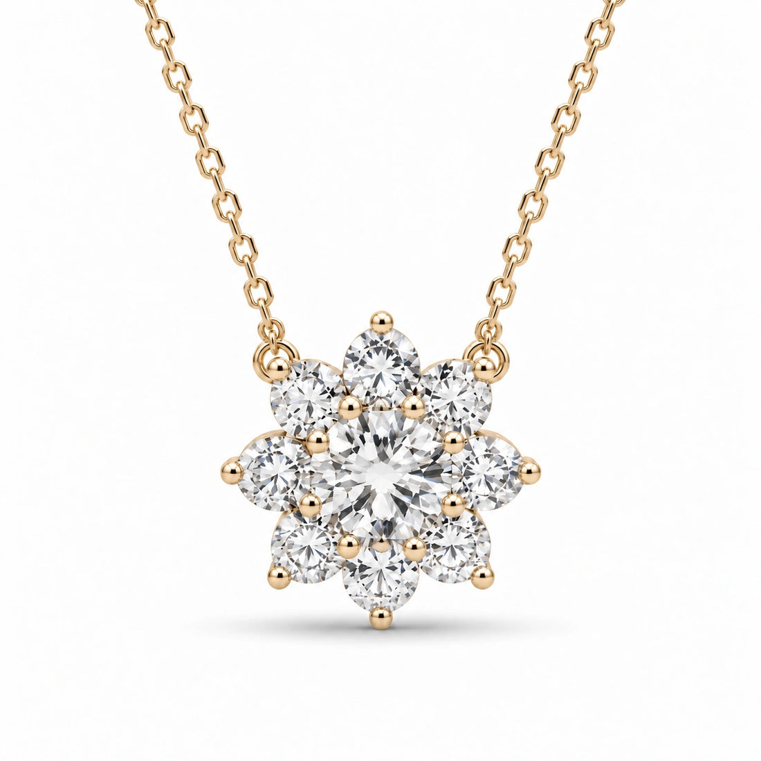 Grand Sunburst Lab Diamond Pendant in 14K Yellow Gold
