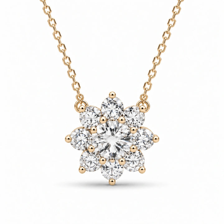 Grand Sunburst Lab Diamond Pendant in 14K Yellow Gold, product visualization