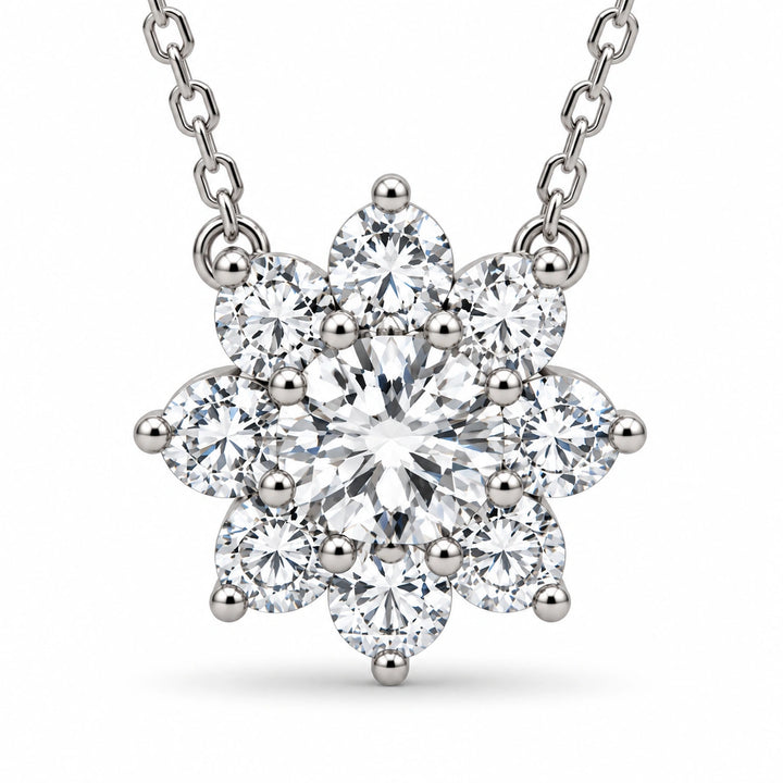 Grand Sunburst Lab Diamond Pendant close-up detail, product visualization
