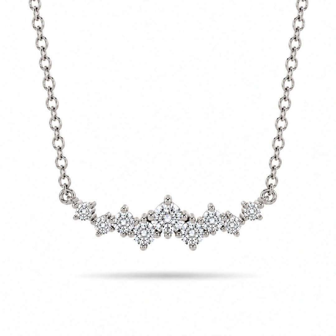 Curved Cluster Lab Diamond Pendant in Platinum 950, product visualization