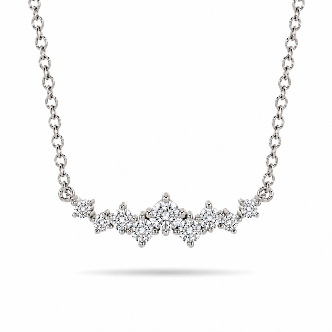 Curved Cluster Lab Diamond Pendant in Platinum 950