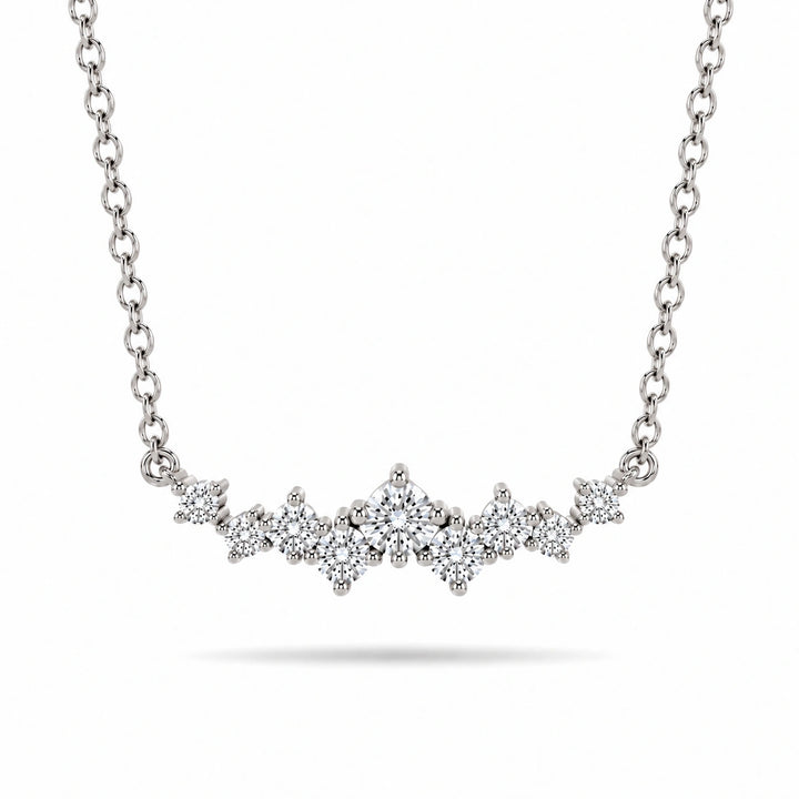 Curved Cluster Lab Diamond Pendant in Platinum 950, product visualization