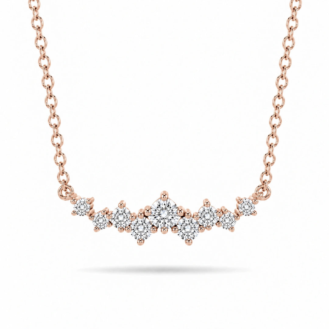 Curved Cluster Lab Diamond Pendant in 14K Rose Gold, product visualization