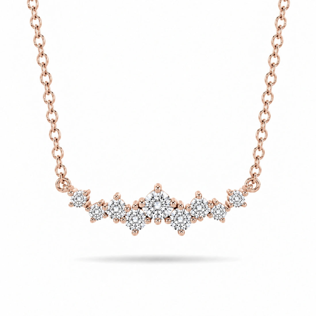 Curved Cluster Lab Diamond Pendant in 14K Rose Gold
