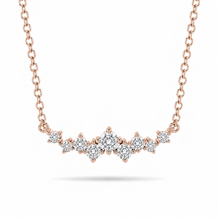 Curved Cluster Lab Diamond Pendant in 14K Rose Gold, product visualization