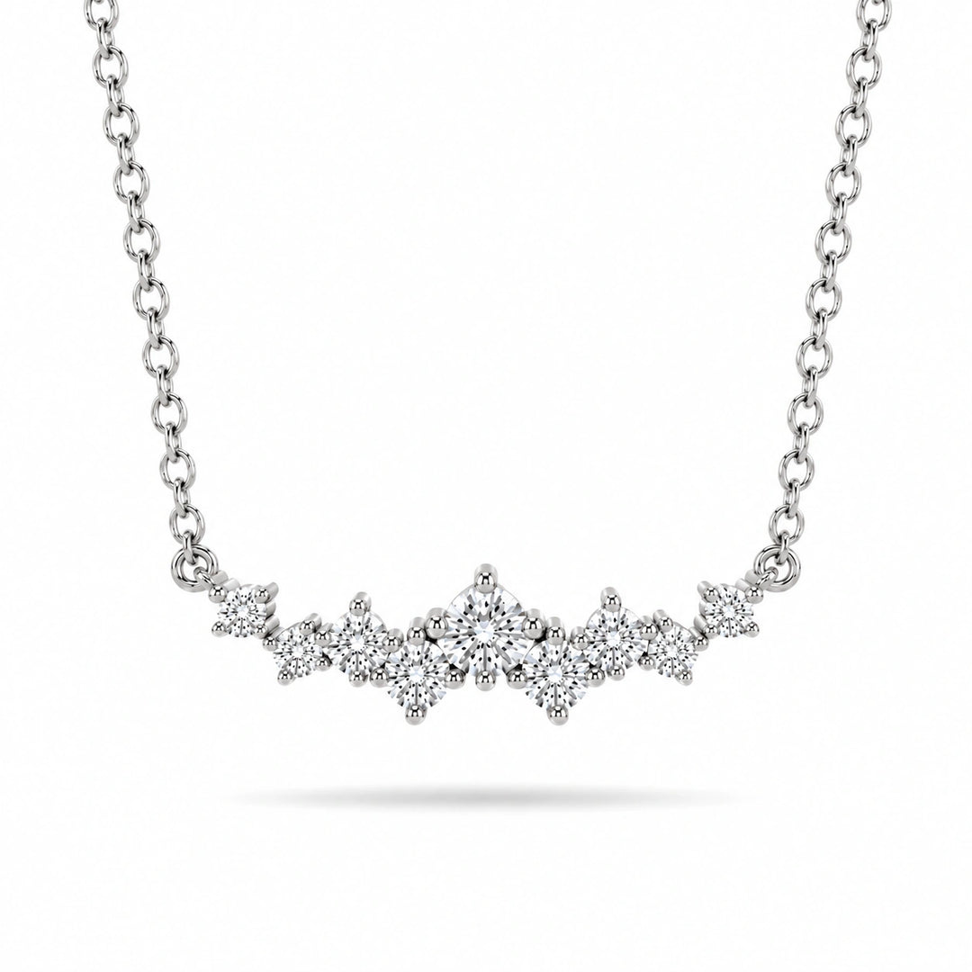 Curved Cluster Lab Diamond Pendant in 14K White Gold, product visualization