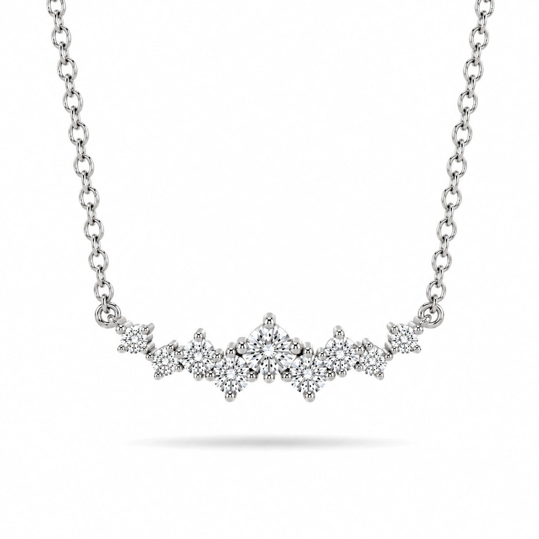 Curved Cluster Lab Diamond Pendant in 14K White Gold