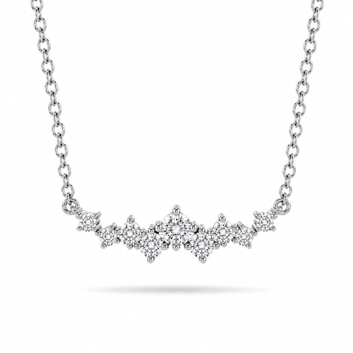 Curved Cluster Lab Diamond Pendant in 14K White Gold, product visualization