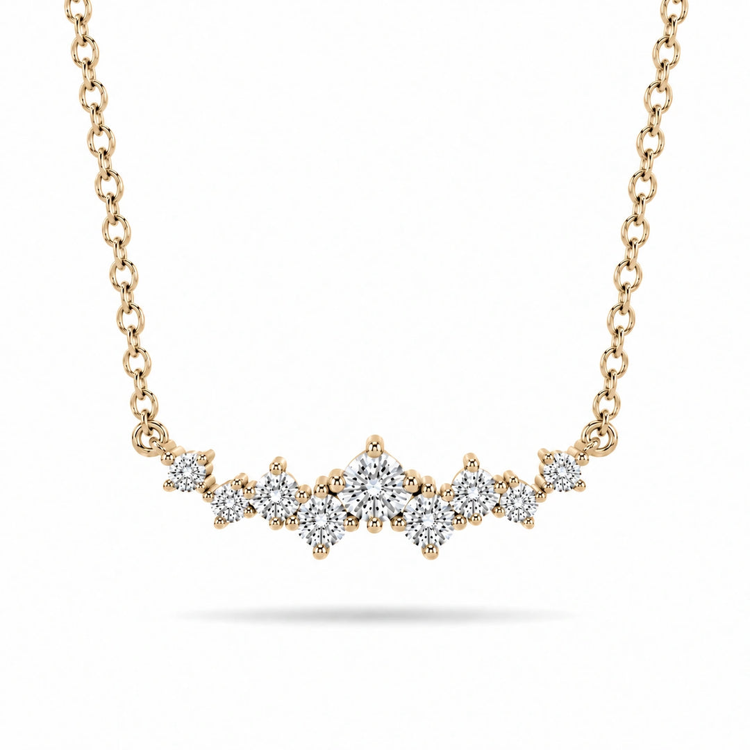 Curved Cluster Lab Diamond Pendant in 14K Yellow Gold, product visualization