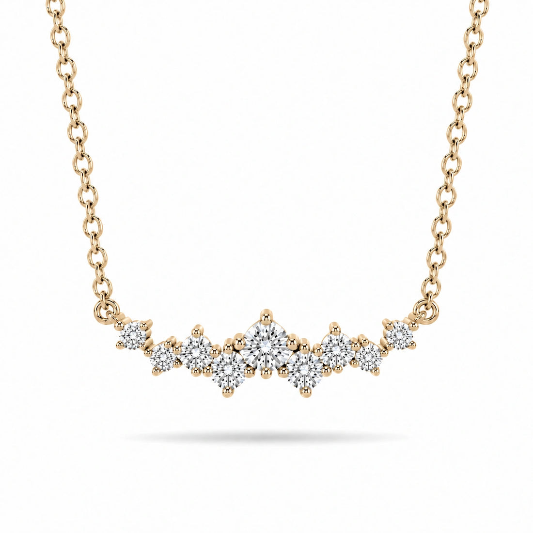 Curved Cluster Lab Diamond Pendant in 14K Yellow Gold