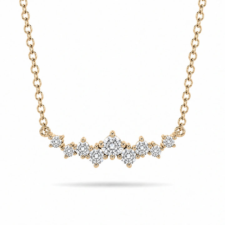 Curved Cluster Lab Diamond Pendant in 14K Yellow Gold, product visualization