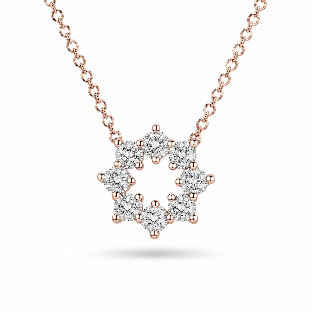 Sunburst Lab Diamond Pendant in 14K Rose Gold, product visualization
