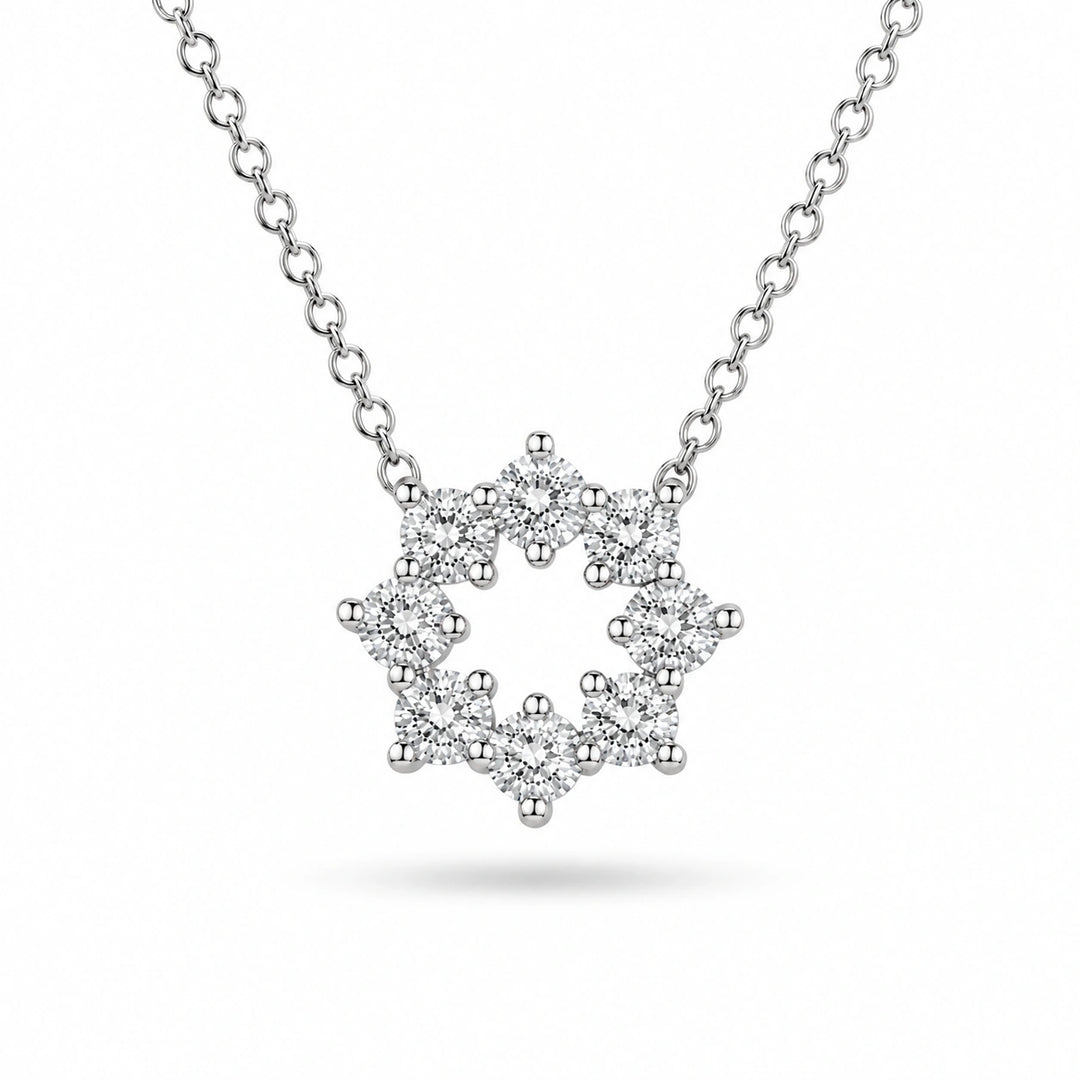 Sunburst Lab Diamond Pendant in 14K White Gold, product visualization