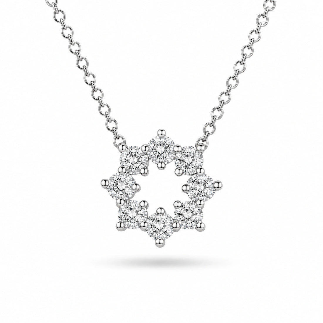 Sunburst Lab Diamond Pendant in 14K White Gold