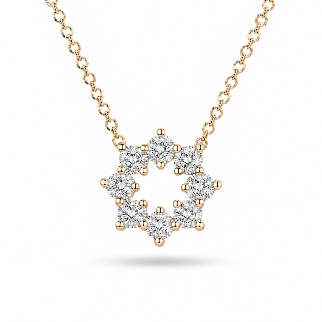 Sunburst Lab Diamond Pendant in 14K Yellow Gold, product visualization
