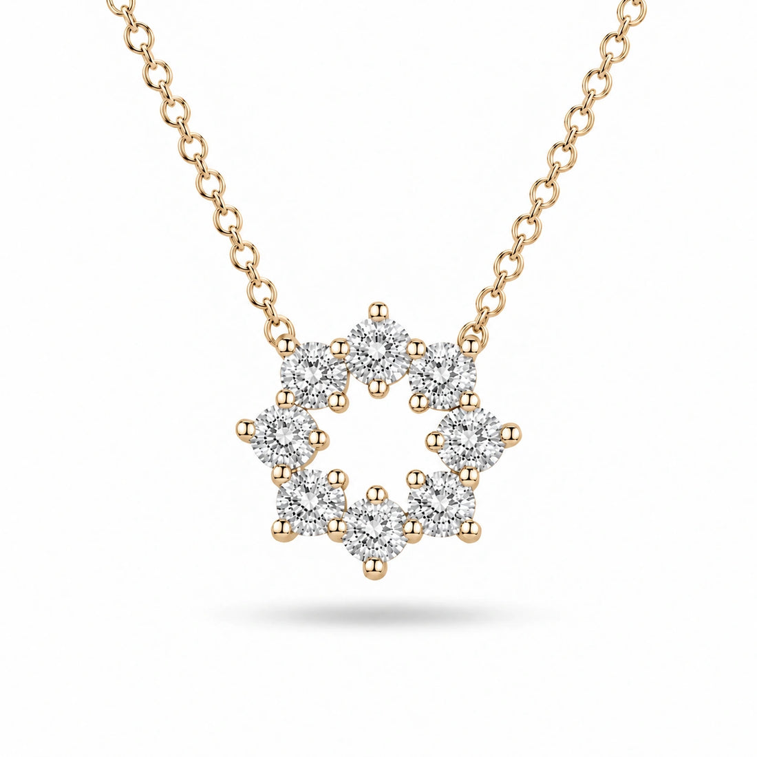Sunburst Lab Diamond Pendant in 14K Yellow Gold