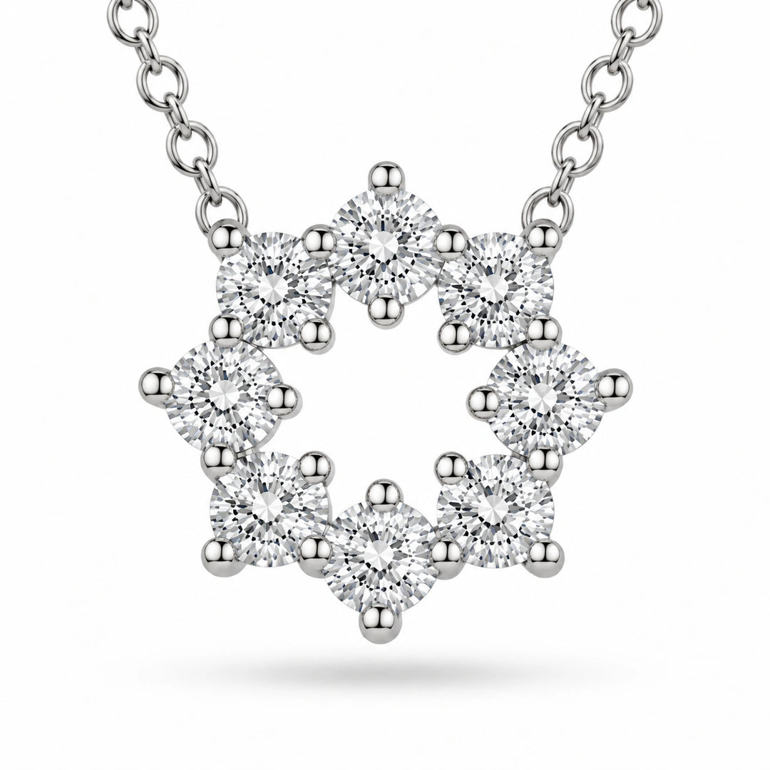 Sunburst Lab Diamond Pendant close-up detail, product visualization